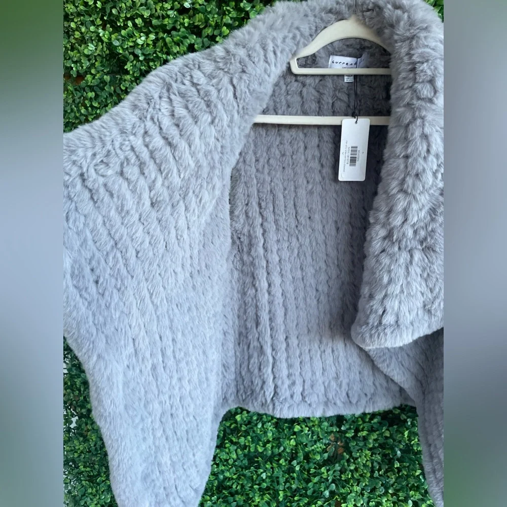 Current Air - Anthropologie | Draped Collar Faux Fur Vest in Gray - NWT